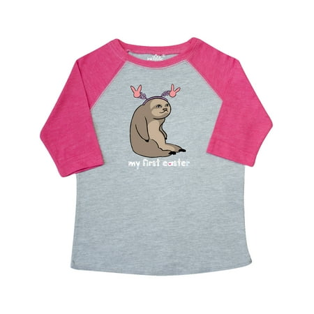 

Inktastic My 1st Easter Sloth with Pink Bunny Ears Gift Toddler Boy or Toddler Girl T-Shirt