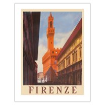 Florence (Firenze) Italy - Palazzo Vecchio Old Palace - Vintage Travel Poster c.1938 - Bamboo Fine Art 290gsm Paper (Unframed) 17x22in