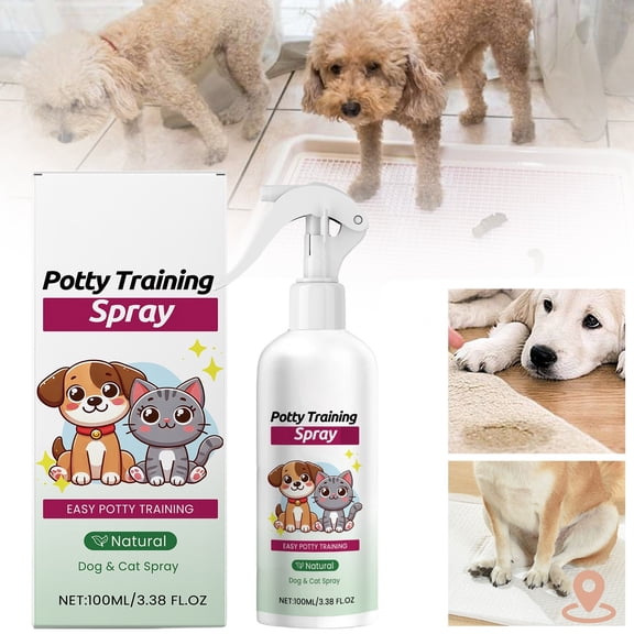 Potty Training Spray for Dogs, Indoor Outdoor Puppy Training Aid Attracts Dogs to Pee on Pads or Grass, 100ml/3.38oz Fast Habit Correction Solution, White