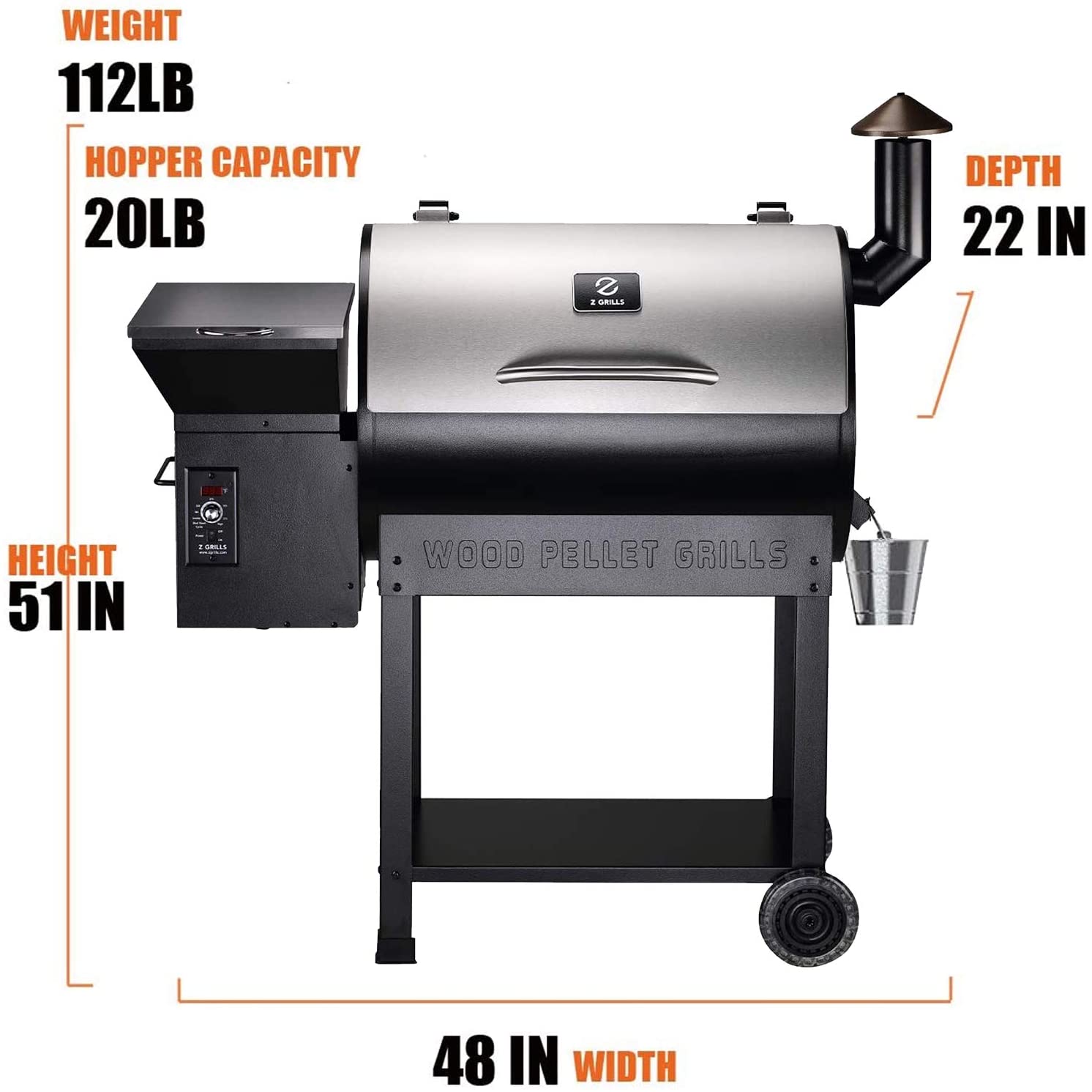Z GRILLS 7002E Smart Wood Pellet Grill 8 in 1 Outdoor BBQ Smoker 700 SQ Inches Cooking Area Barbecue Grill Stainless and Black - image 4 of 8