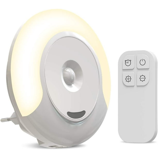 Rawiri Luz Nocturna Infantil, Lámpara de Noche Temporizadora para Bebé, Enchufe Eléctrico con Control Remoto, Lámpara de Pared con 11 Niveles de Brillo Lámpara Nocturna para Dormitorio y Pasillo