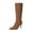 Brown, variant on Boots for Women Cowboy High Heel Pointed Toe Knee High Booties Belt Buckle Pull On 2025 Trendy Wide Calf Snow Boots