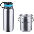thumbnail image 2 of Canteen Stainless Steel Water Bottle with Nested Camping Cup and Lid for Bug Out Bag, Bushcraft Gear, Metal Canteen with a Wide Mouth Water Bottle and Mess Kit, 2 of 9