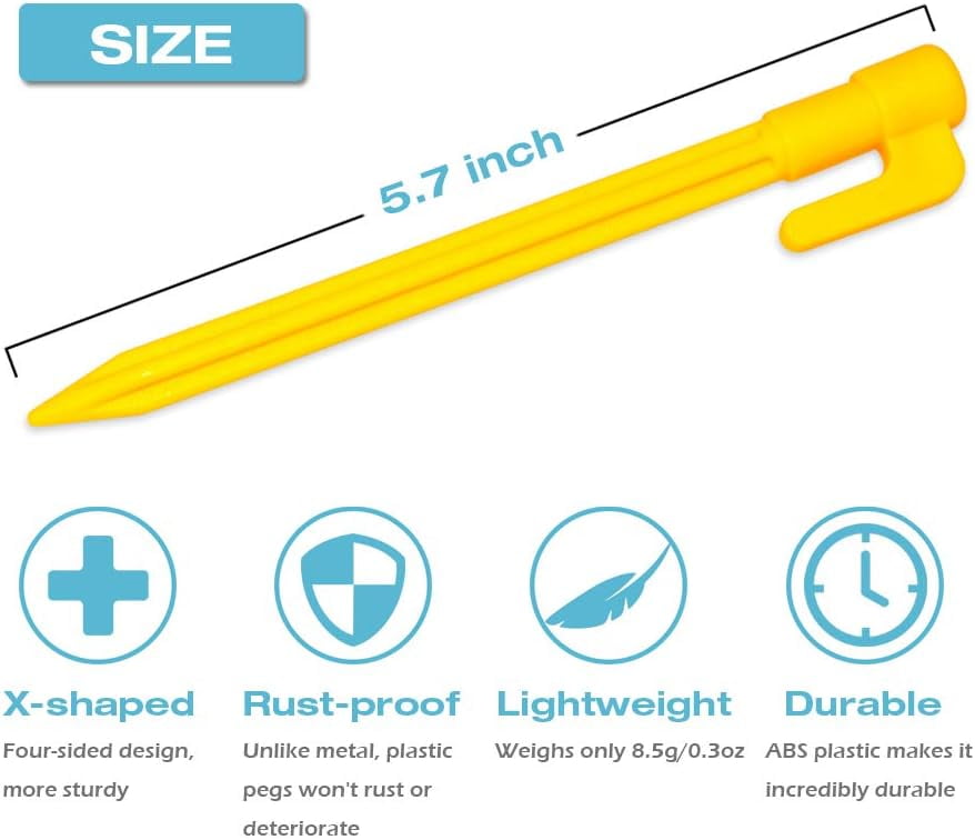 Plastic Tent Pegs Garden Landscape Stakes for Anchoring Garden Netting, Camping Tents, Rain Tarps and Landscape Fabric Lawn Edging