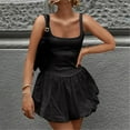 thumbnail image 3 of Womens Sleeveless Backless Pleated Bubble Ruffle Hemline Bodycon A Line Dress, 3 of 20