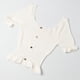 thumbnail image 2 of Camiseta de punto para mujer, manga corta, cuello cuadrado, corte ajustado, botón superior, blanco Methold  AP001523-04B, 2 of 7