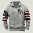 thumbnail image 3 of DDAPJ pyju Oversized Graphic Hoodies for Men Distressed American Flag Print Hooded Sweatshirt Vintage Street Hoodie with Kangaroo Pocket Gray L, 3 of 4