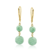Ross-Simons Jade Double-Bead Drop Earrings in 14kt Yellow Gold, Women's, Adult