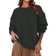 thumbnail image 2 of Sweatshirt for Women Women's Fashion Casual Round Neck Loose Long Sleeve Solid Color Sweatshirt, 2 of 6
