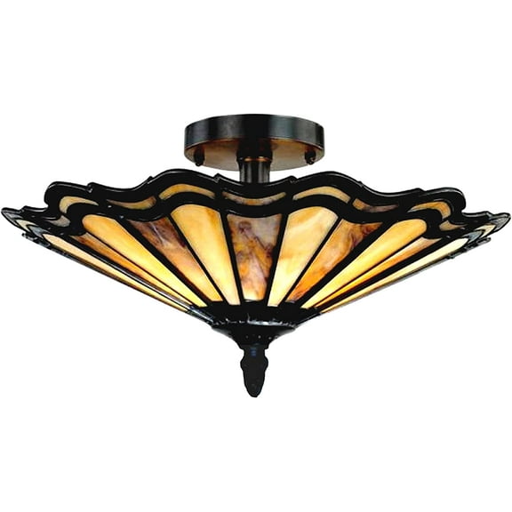 RADIANCE Goods Tiffany-Style 2 Light Semi-Flush Ceiling Fixture 16" Shade