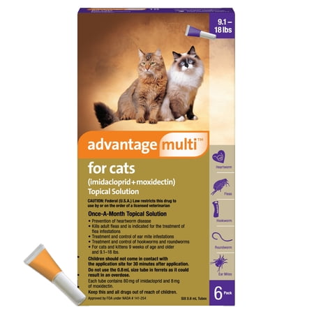 Advantage Multi Topical Solution for Cats, 9.1-18 lbs,(Purple Box)