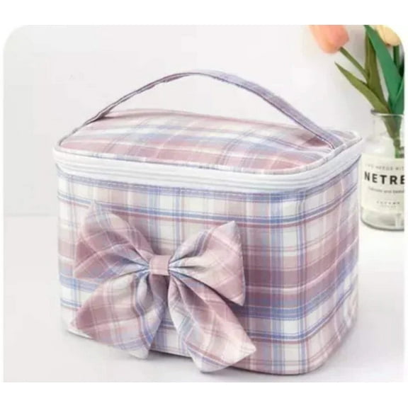Madras Plaid Cosmetic Makeup Bag