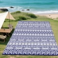 thumbnail image 2 of Outsunny Outdoor Patio Rug, Large Camping Carpet with Carrying Bag, 9' x 18' Waterproof Plastic Straw, Reversible, Blue & White Geometric Wall, 2 of 9