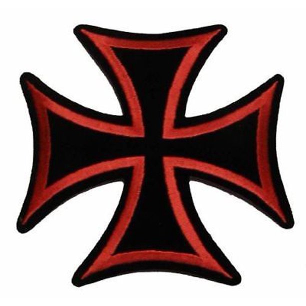 RED BLACK MALTESE CROSS PATCH BIKER MOTORCYCLE MC ORDER ST SAINT JOHN