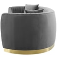 thumbnail image 4 of Contemporary Modern Urban Designer Living Room Lounge Club Lobby Sofa, Velvet Fabric Metal Steel, Grey Gray, 4 of 6