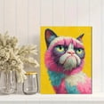 thumbnail image 2 of Colorful Grumpy Cat Canvas Print, Abstract Pet Art, Modern Home Wall Decor, 2 of 8