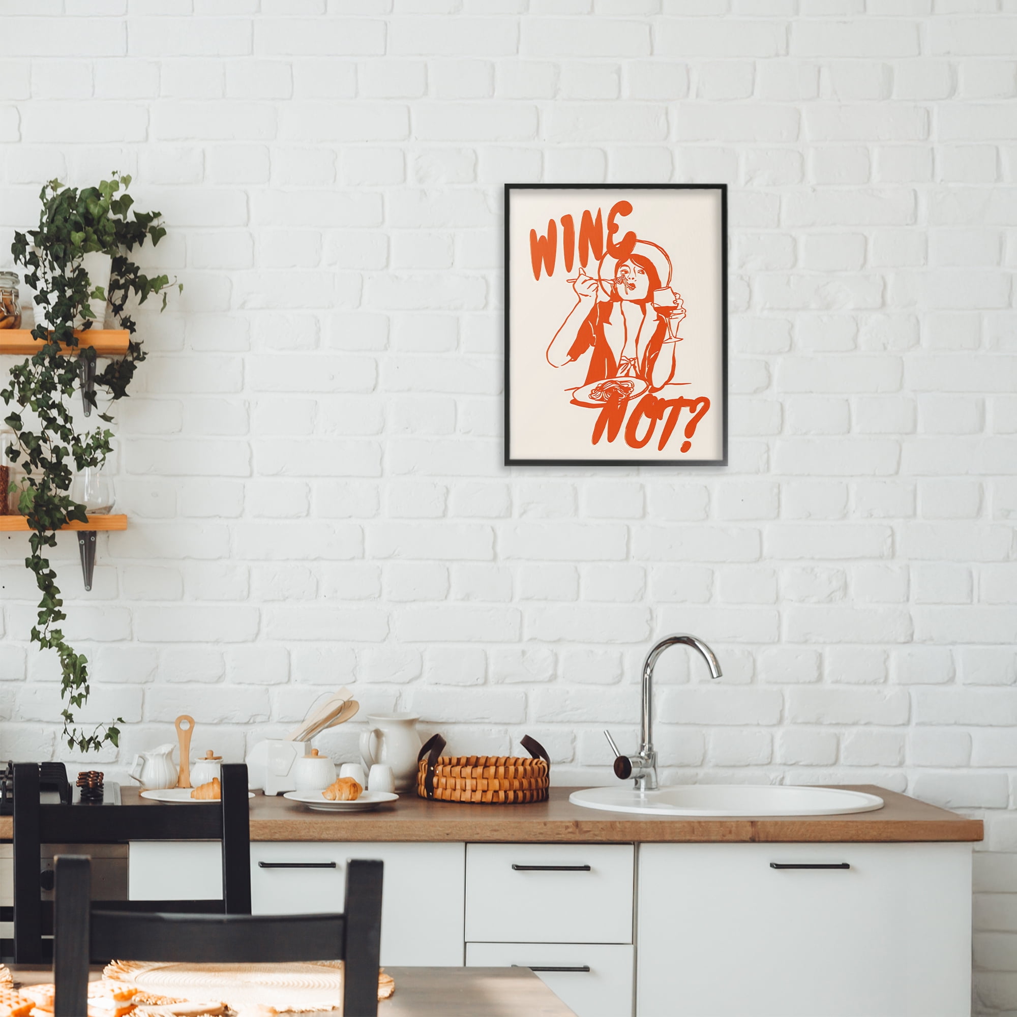 Stupell Industries Wine Not Retro Meal Time Black Framed Giclee Art, design by The Prints Vibe