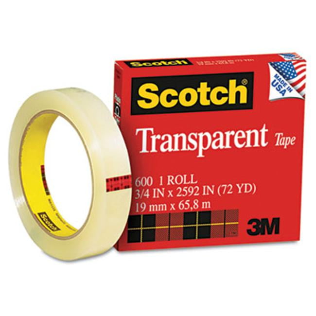 3M 600 Transparent Cellophane Tape, 3/4" x 72 yds.