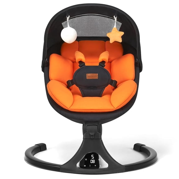 Baby Swings for Infants Remote/Touch 5-Speed Bluetooth 12 Melodies Orange
