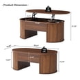 thumbnail image 6 of Wirrytor Lift Top Coffee Table with Storage and Open Storage Shelf, Oval Coffee Table for Living Room, Elliptical Arc Design, Fluted Center Table, Walnut Finish & Spacious Storage,, 6 of 9