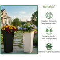 thumbnail image 4 of GreenShip 27 inch Tall Planters for Outdoor Plants, Large WhiteStone Flower Pots with Drainage & Inner Shelf, Modern Decorative Garden Pots for Porch, Patio, Front Door, 4 of 8
