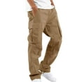 thumbnail image 2 of Caoirhny Men Cargo Pants with Pockets Solid Color Loose Elastic Jogger Sweatpants Casual Trousers Streetwear, 2 of 6