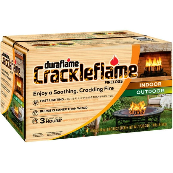 Bûches de Cheminée Crackleflame - 4,5 lb, Pack de 4