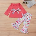 thumbnail image 4 of Xingqing 2PCS Infant Toddler Girls Floral Spot Print Boat Neck Tops Flared Trousers, 4 of 10