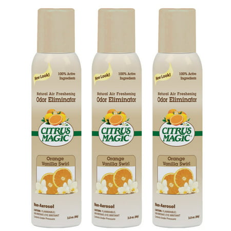 Citrus Magic Natural Odor Eliminating Air Freshener Spray Orange-Vanilla Swirl, Pack of 3, 3.0-Ounces