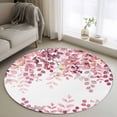 thumbnail image 2 of Pink Eucalyptus Leaves Large Area Rugs for Bedroom Living Room, Soft Non Slip Carpet Bedside Rug, Summer Botanical Watercolor Round Floor Cover Kitchen Accent Rug 3.3' for Dining Room/Office, 2 of 9