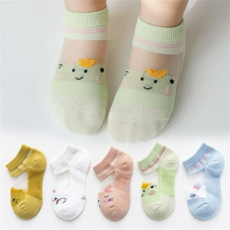 

5 Pairs/lot Cute Cotton Summer Breathable 0-5Y Children Mesh Socks Baby Boys Girls Boat Socks Kids Socks M 5