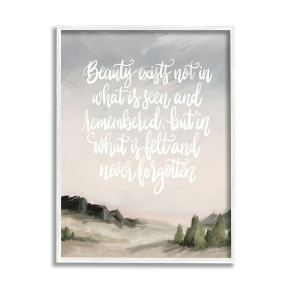 Stupell Industries Beauty is Never Forgotten Quote Minimalistic Rural Landscape ,24 x 30, Design by House Fenway