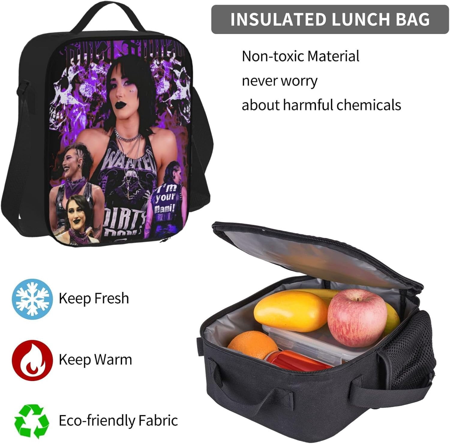 Rhea Ripley Backpack 3 Pieces Set With Lunch Bag And Pencil Case Combination for Work/Sport/Picnic Portable Laptop Backpack Travel Daypack Stationery Bag