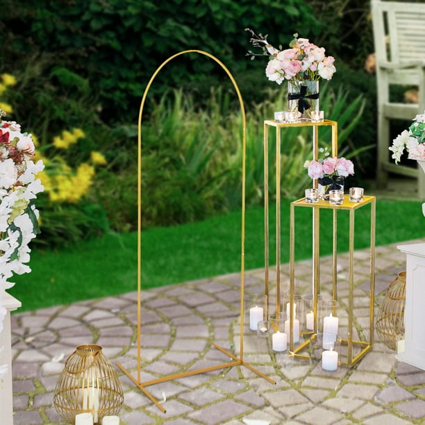 Efavormart 5ft Gold Metal Frame Wedding Arch, Round Rectangular