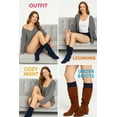 thumbnail image 4 of Women's Extra Long Slouch Socks Knee High Cotton Blend Pack of 2 Shoe Size 5-10 Retro 80s Style(Navy), 4 of 11