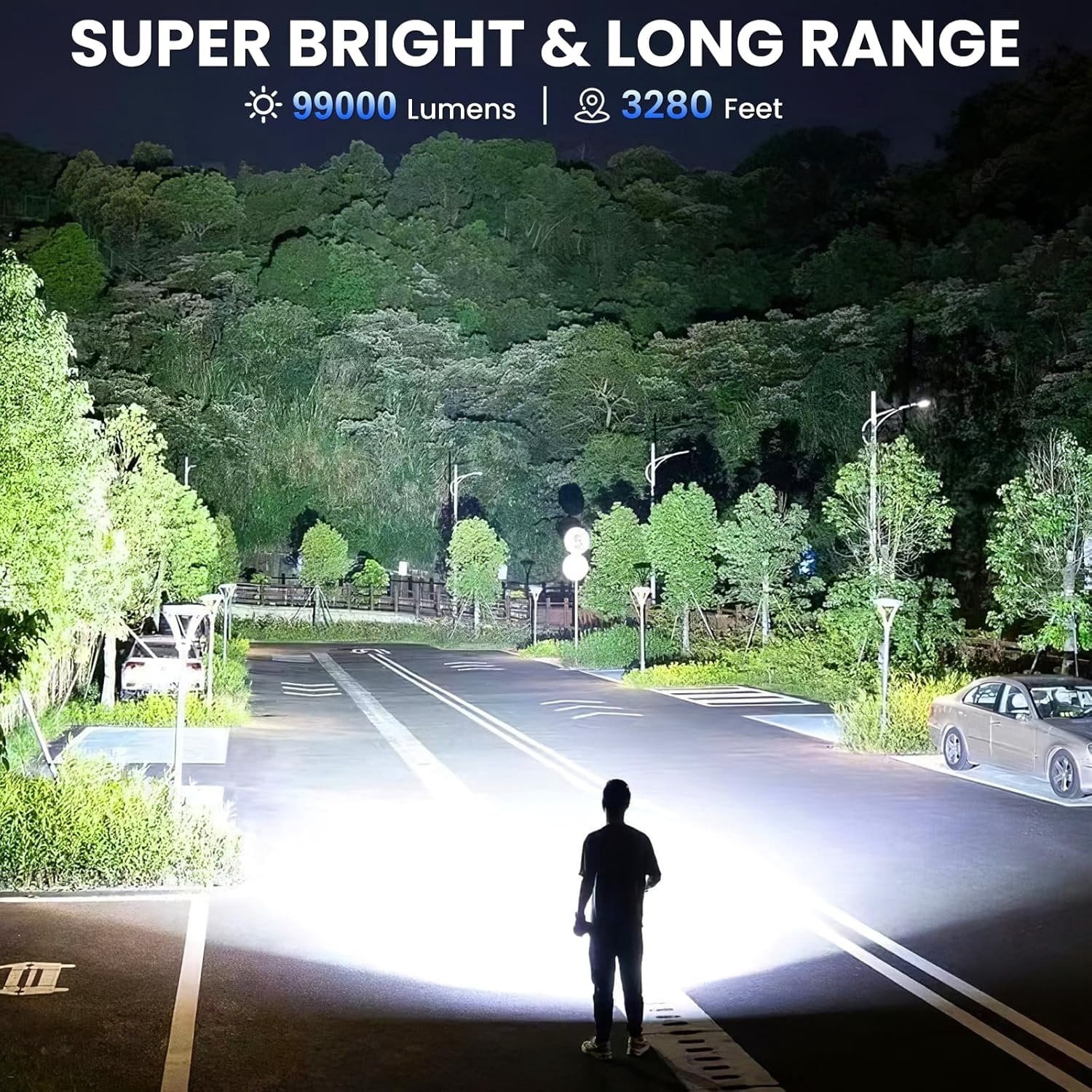 Rechargeable LED Flashlights High Lumens, 990,00 Lumen Super Bright Flashlight with 5 Modes,   Handheld Flash Light, Multifunctional Flashlight for  Camping Hiking