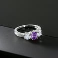 thumbnail image 3 of Gem Stone King 925 Sterling Silver 3-Stone Ring Oval Amethyst Moissanite(1.87 Cttw) (Size 5), 3 of 4