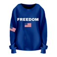 thumbnail image 3 of Blue Women's Freedom American Falg Print Round Neck Sweatshirt A True Patriot Shirt Long Sleeve, 3 of 4