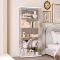 thumbnail image 3 of BAIVAKON Glass Display Cabinet with Double Door and Lock, Quick-Install Style 4-Shelf Curio Cabinet 5mm Tempered Glass Floor Standing Bookshelf for Living Room, 3 of 15