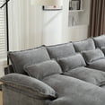 thumbnail image 5 of 110'' Oversized Chenille Fabric U- Shaped Sectional Sofa Couch,  Stylish 4-Sester Sofa with Backrest Pillows, Double Layer Cushion, Thicked Armrest, Sofa for Living Room, Apartment, Light Gray, 5 of 9