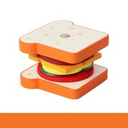 MesaSe Kids Wooden Play Food Set - Pretend Play Kitchen Toys with Hamburger  Sandwich  Fries Cutting Boards - Educational Tableware Playset for Children