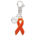thumbnail image 2 of Delight Jewelry Silvertone Orange Ribbon - Silvertone Clip on Charm with Clear Crystal Drop, 2 of 4
