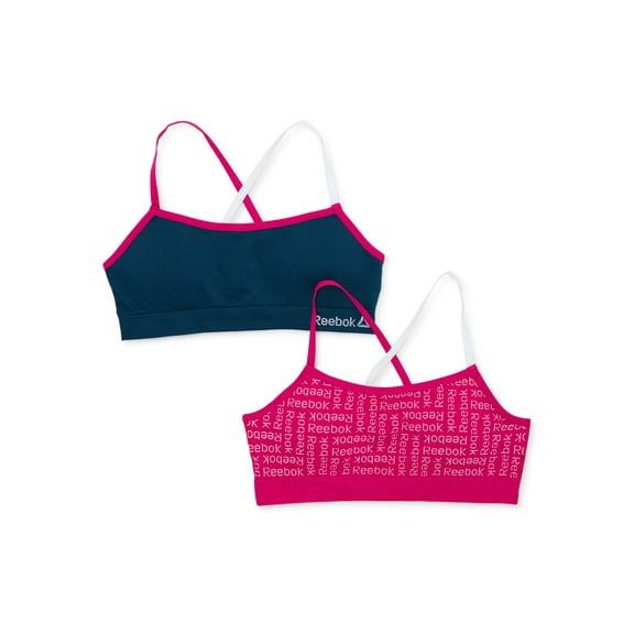 Reebok Girls Seamless Bra Strappy Bralettes, XL, 2-Pack