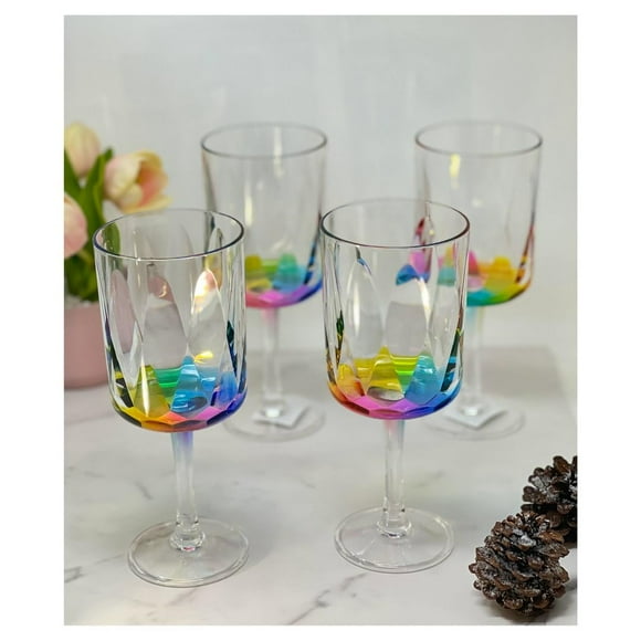 Juego de 4 copas de vino LeadingWare Rainbow Diamond de 480 ml
