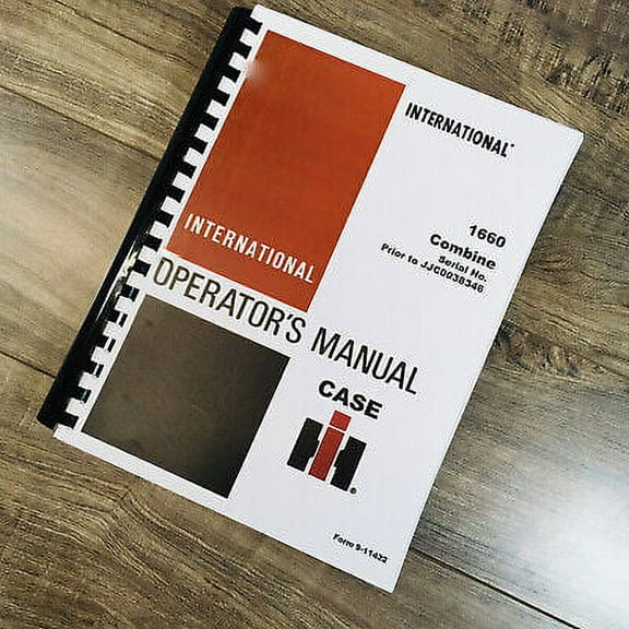 CASE IH 1660 COMBINE OPERATORS MANUAL OWNERS BOOK S/N PRIOR TO JJC0038346