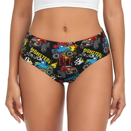 Womens Underwear  Monster Car No Show Seamless Underwear  Soft Comfy Stretch Panties  Hipster Ladies Panties Bikini Underwear Briefs