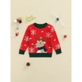 thumbnail image 2 of FOCUSNORM Pull de Noël Unisexe pour Enfants, Imprimé Flocon de Neige Cerf Col Rond Manches Longues Tricot, 2 of 8