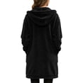 thumbnail image 3 of cocolona Long Fleece Jacket for Women Double-Sided Fuzzy Long Sleeve Outerwear Hooded Zipper Fall Winter Long Coat with Pocket, 3 of 6