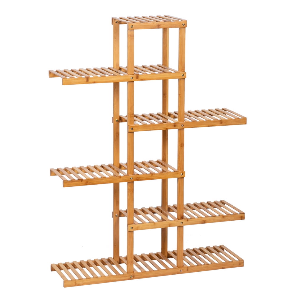 Kepooman 6 Floors and 12 Seats Indoor Bamboo Plant Stand for Home, Natural Kepooman 6 Floors and 12 Seats Indoor Bamboo Plant Stand for Home, Natural