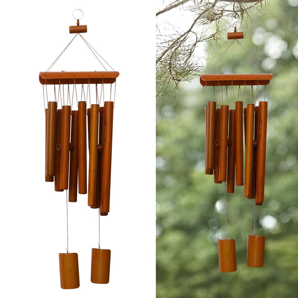 Bamboo Wind Chimes Outdoor, Bamboo Wind Chimes with 10 Bamboo Sound